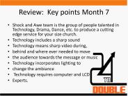 Review: Key points Month 7