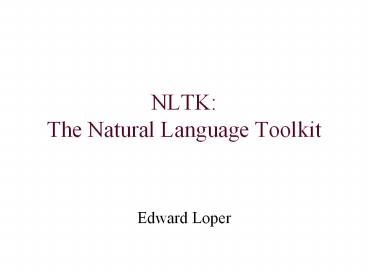 NLTK: The Natural Language Toolkit