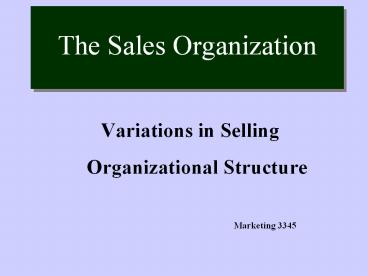 The Sales Organization