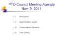 PTO Council Meeting Agenda Nov. 9, 2011 PowerPoint PPT Presentation
