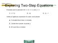 Exploring Two-Step Equations PowerPoint PPT Presentation