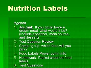 Nutrition Labels