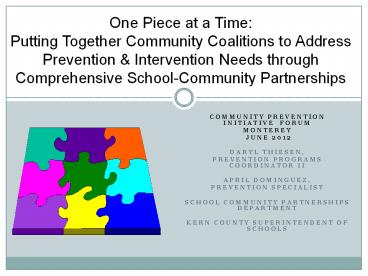 Community PreveNtion Initiative Forum
