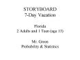 STORYBOARD 7-Day Vacation Florida 2 Adults and 1 Teen (age 13) Mr. Green Probability PowerPoint PPT Presentation
