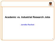 Academic vs. Industrial Research Jobs
