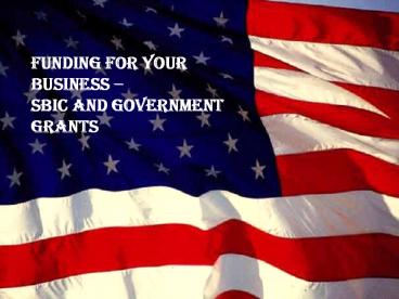 Funding for your Business - SBIC and Government Grants