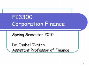 FI3300 Corporation Finance