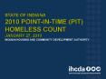 State of Indiana 2010 Point-In-Time (PIT) Homeless Count January 27, 2010 Indiana Housing and Community Development Authority PowerPoint PPT Presentation