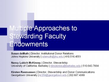 Multiple Approaches to Stewarding Faculty Endowments