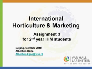 International Horticulture
