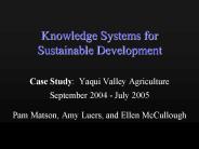 Knowledge Systems for Sustainable Development