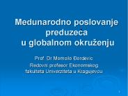 Medunarodno poslovanje preduzeca u globalnom okru
