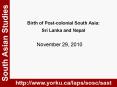 Birth of Post-colonial South Asia: Sri Lanka and Nepal PowerPoint PPT Presentation