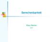 Berechenbarkeit PowerPoint PPT Presentation