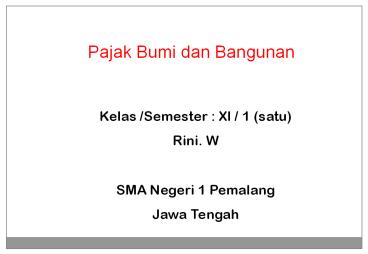 Pajak Bumi dan Bangunan