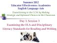 Summer 2012 Educator Effectiveness Academies English Language Arts Transitioning to the CCSS by Making Strategic and Informed Choices in the Classroom PowerPoint PPT Presentation