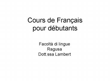 Cours de Fran