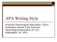 APA Writing Style PowerPoint PPT Presentation
