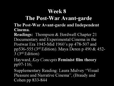Week 8  The Post-War Avant-garde