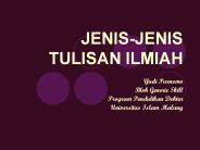 JENIS-JENIS TULISAN ILMIAH