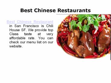 Best Chinese Restaurants San Francisco