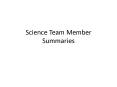 Science Team Member Summaries PowerPoint PPT Presentation