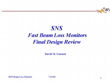 SNS  Fast Beam Loss Monitors Final Design Review