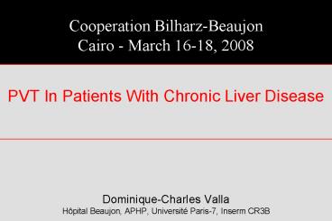 PVT In Patients With Chronic Liver Disease