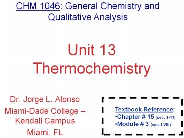 Unit 13 Thermochemistry