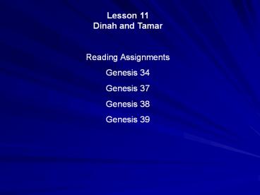 Lesson 11                           Dinah and Tamar
