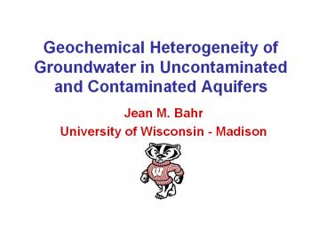 Geochemical Heterogeneity of Groundwater in Uncontaminated and Contaminated Aquifers