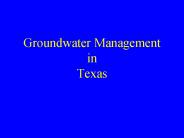 Groundwater Management in Texas