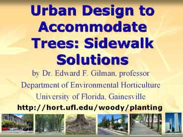 Urban Design to Accommodate Trees: Sidewalk Solutions