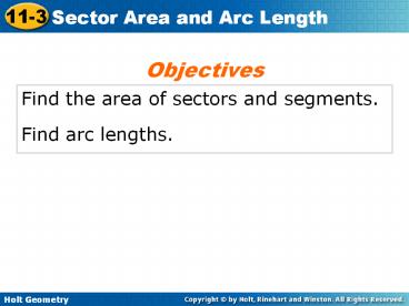 Find the area of sectors and segments.
