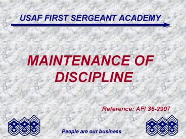 USAF FIRST SERGEANT ACADEMY