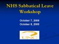 NHS Sabbatical Leave Workshop PowerPoint PPT Presentation