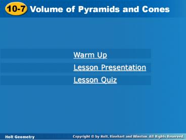 Volume of Pyramids and Cones