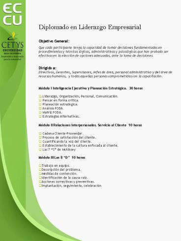 Diplomado en Liderazgo Empresarial