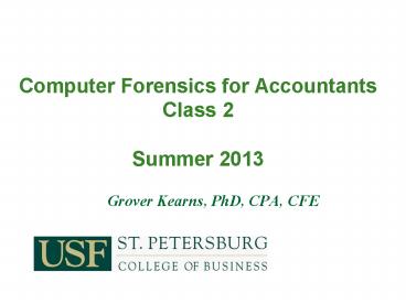 Grover Kearns, PhD, CPA, CFE