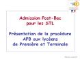 Admission Post-Bac pour les STL Pr PowerPoint PPT Presentation