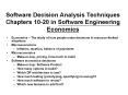 Software Decision Analysis Techniques Chapters 10-20 in Software Engineering Economics PowerPoint PPT Presentation
