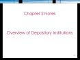 Chapter 2 Notes  Overview of Depository Institutions PowerPoint PPT Presentation