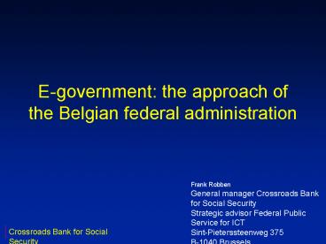 E-government: the approach of the Belgian federal administration