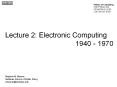 Lecture 2: Electronic Computing PowerPoint PPT Presentation