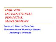INBU 4200 INTERNATIONAL FINANCIAL MANAGEMENT