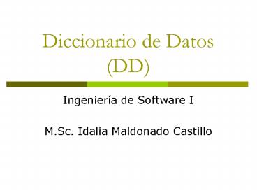 Diccionario de Datos (DD)