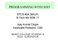PROGRAMMING WITH 8085 PowerPoint PPT Presentation