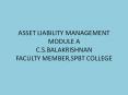 ASSET LIABILITY MANAGEMENT MODULE A C.S.BALAKRISHNAN FACULTY MEMBER,SPBT COLLEGE PowerPoint PPT Presentation