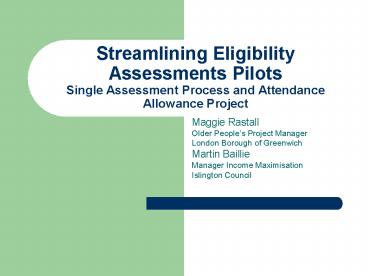 Streamlining Eligibility Assessments Pilots Single Assessment Process ...