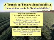 A Transition Toward Sustainability: Transicion hacia la Sustentabilidad